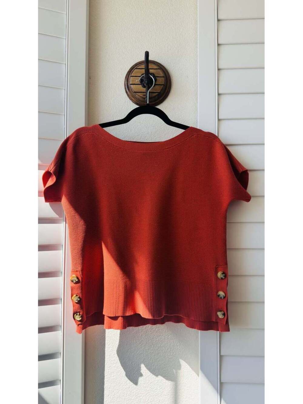 Marled Reunited Clothing Red Ribbed Short Sleeve Sweater Top Size M